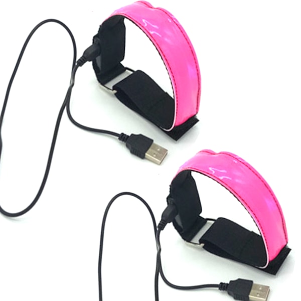 2 st USB Laddningsbara Upplysta Armband med Ljussatt Handledsrem