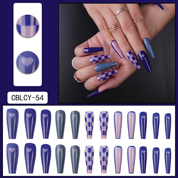 Aftagelige falske negleplader i model, lange negle, Ballet Nail tip, Negleplader (24 stk)