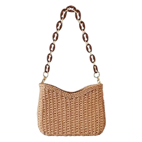 Halm Flettet Skuldertaske til Kvinder Sommer Strand Rejse Crossbody Håndtaske Klassikere Satchel Pung