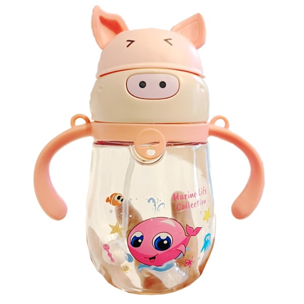 Bebis Sippy Cup med Viktad Sugrör, Övergångsflaska, Spillfria Småbarnskoppar med Handtag