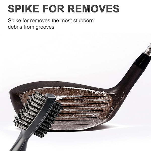 Golfklubborst och -rännrensare med retrådbart snöre och aluminiumkarbinhake, lätt och snygg, ergonomisk design, fäster enkelt på golfbagen