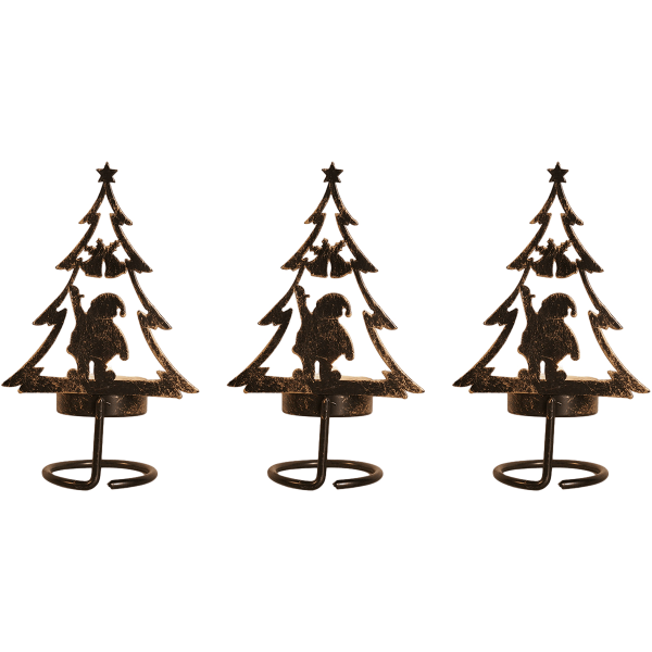 3 Pack Christmas Tealight Candle Holders, Metal Christmas Tree