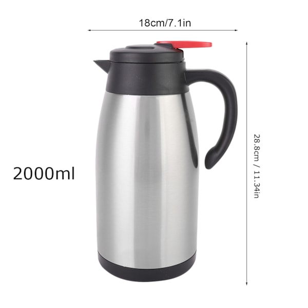 2000ml Stainless Steel Thermal Insulated Vacuum Coffee Jug Milk Pot (#2)