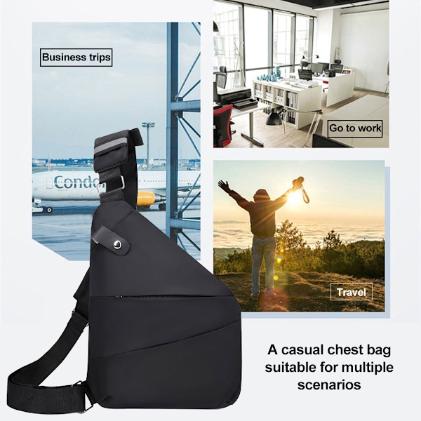 Crossbody bröstväska: Ultratunn crossbody-väska, axelryggsäck, osynlig sidopack för män och kvinnor
