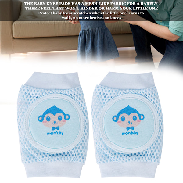 Baby Toddler Kryp Skyddande Knäskydd Mjuka Andningsbara Mesh Knäskydd 2 Par Blå