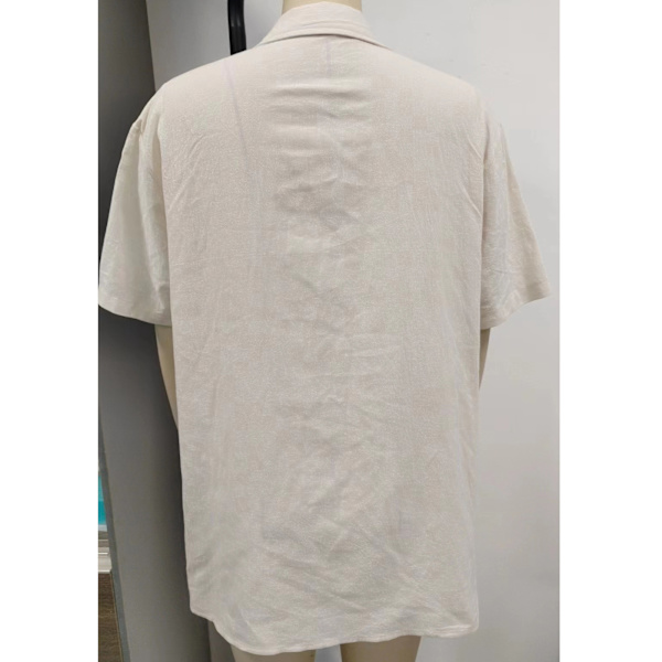Herr Kortärmad Skjorta Bröstfickor Nedåtvänd Krage Knappstängning Enfärgad Sommar Casual Blus Beige 3XL