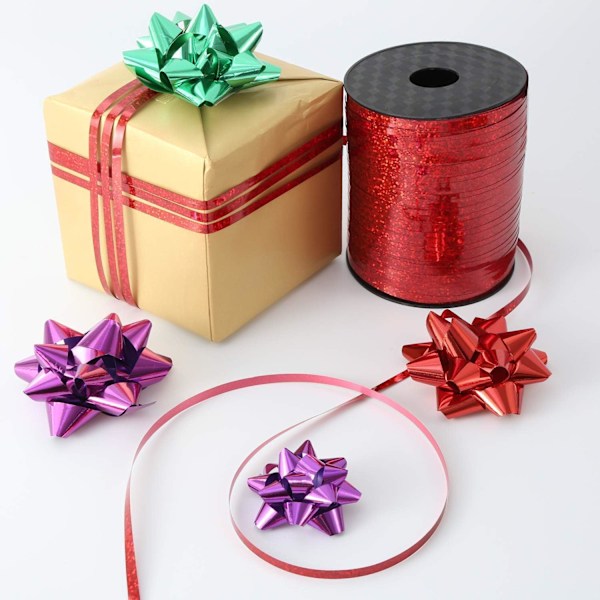 100 Yards Silver Crimped Curling Ribbon Glansig Metallisk Ballongsträng Rulle Presentpappersband för Fest Festival Konst Hantverk Dekoration Blomsterhandlare Blommor