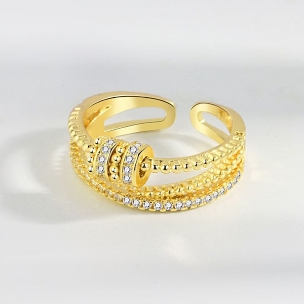 Anti-ångest Ringar för Kvinnor Män Unisex Justerbara Stackbara Snurrande Oro Ring