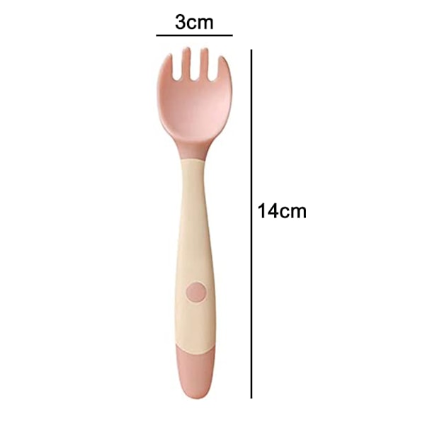 Bebisbestick Skedar Gafflar 2 Set, Söta Småbarnsmatningsövningssked och Gaffel Bestickset Lätt Grepp Värmebeständigt Böjligt BPA-fritt Bra