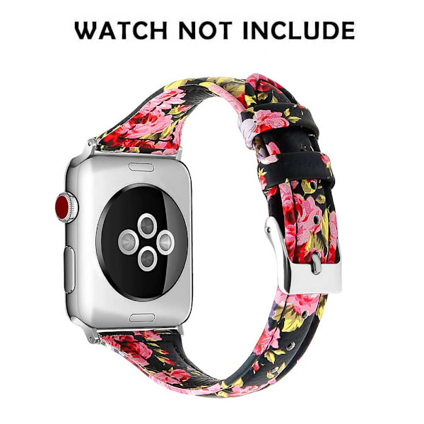 Läderband Kompatibla med Apple Watch 38mm-40mm /42mm-44mm, Toppskiktsläderband Smalt & Tunnt Armband för iWatch Serie 5/4/3/2/1