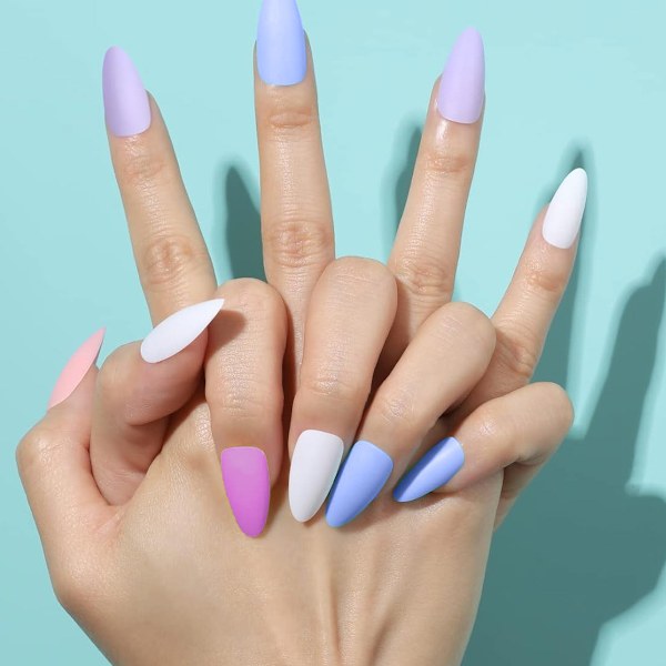 15-pack (360 st) matta nagelpressar, medium längd, ballerina kista akryl korta falska naglar för nagelkonst DIY