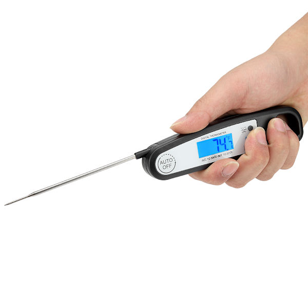 Fällbar BBQ-termometer Kött Matlagningstermometer Temperaturverktyg (Batteri ingår ej)