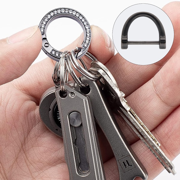 10 stk D-ringer med 10 stk nøkkelringer, 1 stk skrutrekker, nøkkelringholder til bilnøkler, for nøkkelringproduksjon DIY-håndverk