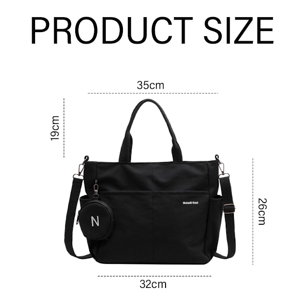 Stora Canvas Tote Bag - Datorväska för Kvinnor, Axelväska i Canvas, Handväska