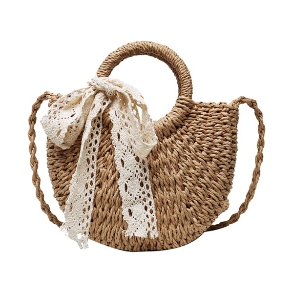 Vävd Vicker Clutch Väska Straw Handväska För Flickor Sommar Strand Axelremsväska