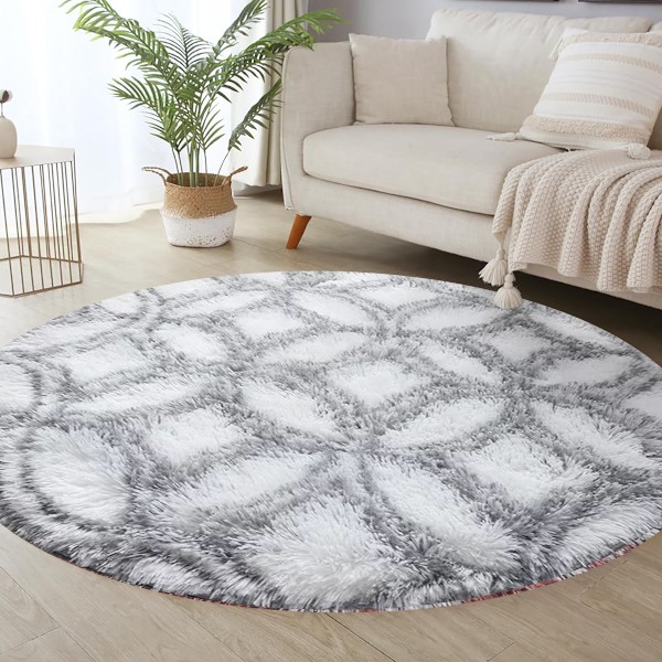 Rund fluffig matta för barn flickrum, 60 cm fluffig cirkelmatta för tonåringars sovrum, plysch luddig matta söt barnkammarematta$Mjuk rund fluffig sovrum