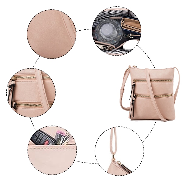 Crossbody-tasker til kvinder, mellemstørrelse, læder, rejse, crossbody-taske, punge til kvinder
