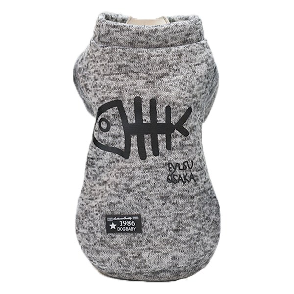 Hunde-Sweater til kæledyr, varm hundepj, blød kattesweater, hvalpeklæder, sweater til små hunde, vinterhundetrøje (Fiskeknokkel)