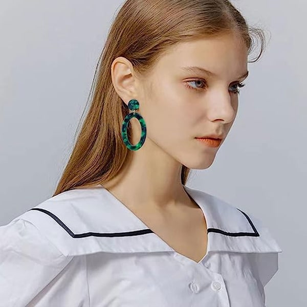 Akryl Geometriske Oval Resin Drip Hængende Øreringe Boheme Hoops Øreringe Spot Personlighed Stud Øreringe