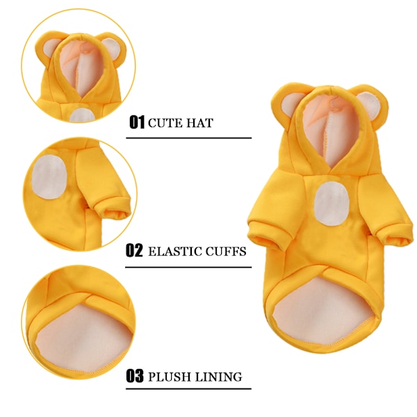 4 talviset lemmikkieläinten pyjama, piirretty karhun korvat, koiran vaatteet