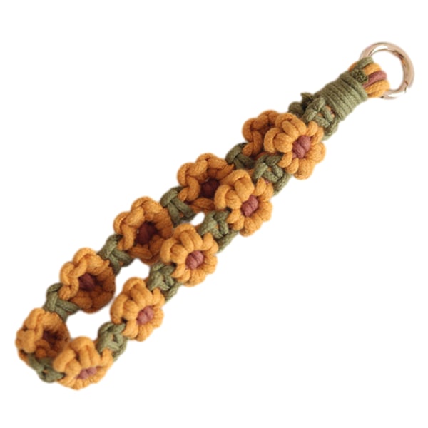 Blød håndledsrem nøglering snor Håndlavede snore til nøgler Søde blomster håndleds nøgleringe Armbåndsholder Kvinder