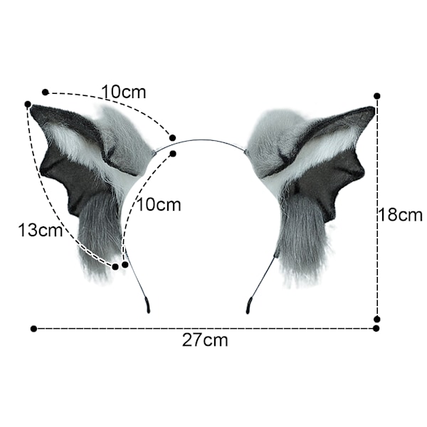 Plush Fyldig Djævel Bat Øre Pandebånd Dyr Halloween Jul Kostume Tilbehør