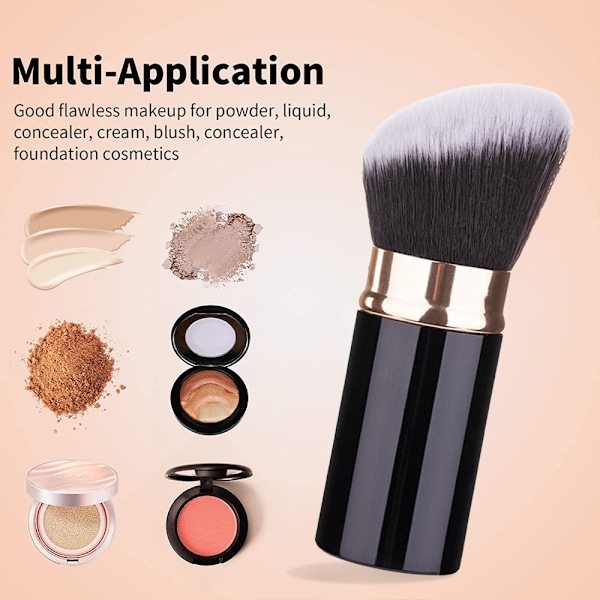 Retrakterbart Foundation Makeup-borste, Reseflatborste Bärbar Foundationborste med Skydd