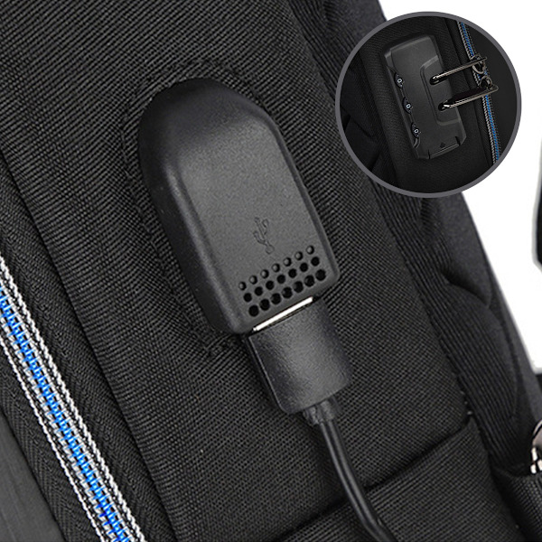 USB-varustettu Varkaudenesto Rinnassa Kannettava Casual Miesten ja Naisten Olkalaukku Lähettilaukku Rinnassa Kannettava