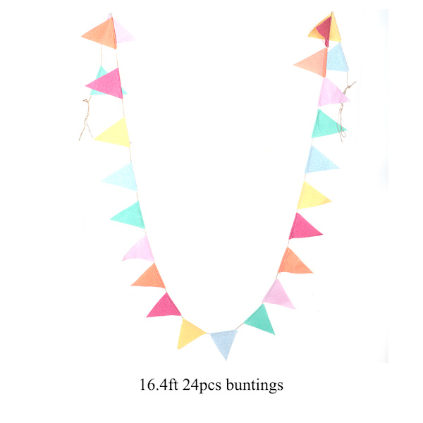 Dobbeltsidet Farverige Flag Pennants Multicolor Banner Bunting til Fest (16.4ft 24stk)