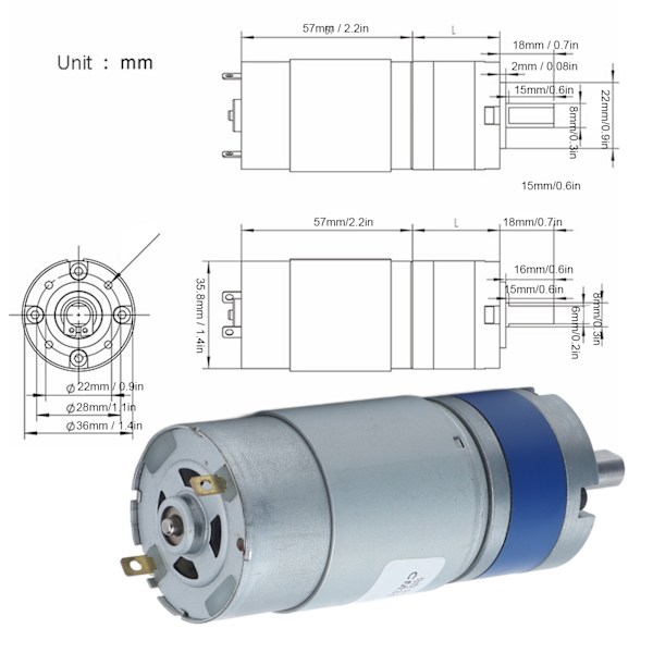 Planetary Växelmotor Reducer Stabil Prestanda Stor Vridmoment Låg Ljudnivå DC Växelmotor 24V för Hem Kontor Robotar 45RPM