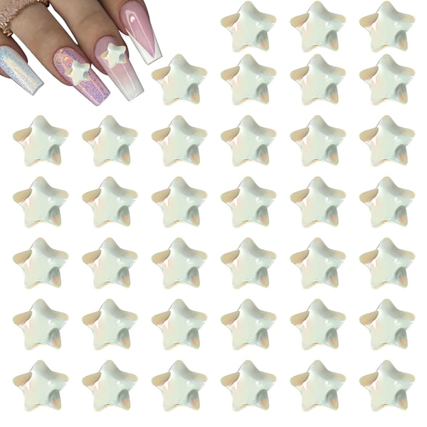 60 stk Aurora Mocha Negle Stene Negle Krystal 3D Stjerne Krystal Flad Bund Negle Diamant