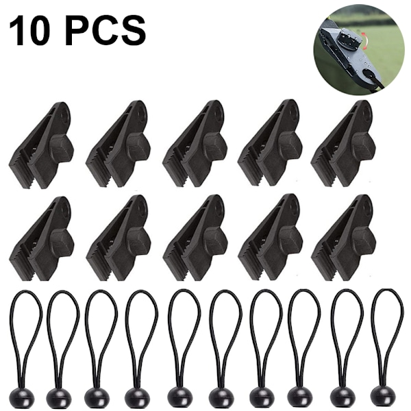 10-pack Tältklämmor i Heavy Duty, Återanvändbara - Använd med Tälttak, Markis, Camping, Båtskydd, Bilöverdrag, Pool eller Solskydd