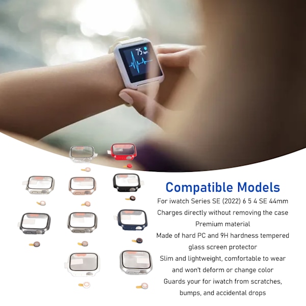 10 st Klockfodral Professionell Ultratunn Härdat Glas Skärm Klocka Skyddsram för Iwatch Series SE 2022 6 5 4 SE 44mm