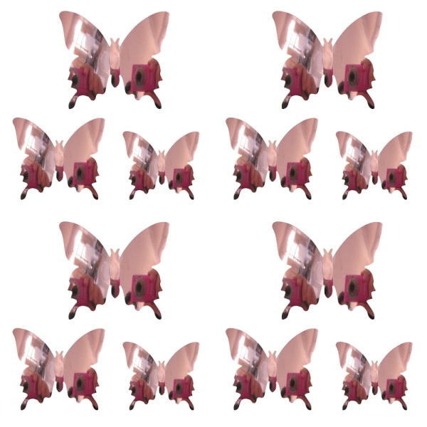 48 delar 3D Butterfly Väggdekor för sovrum- Spegel