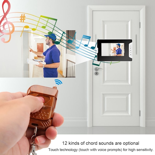 7 tum LCD IP Fingeravtryckslösenord Fjärrkontroll IR Video Smart Dörrklocka Monitor Intercom (EU-kontakt)