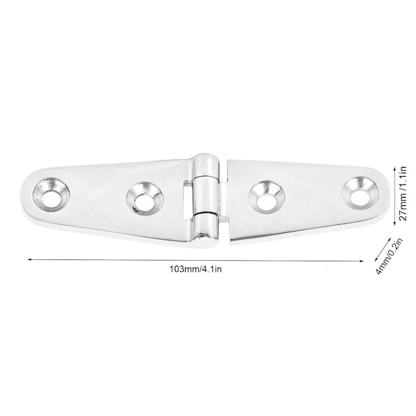 Rustfrit Stål Bærende Hængsel 4 Huller Møbelinstallation Hardware Beslag 103 x 27 x 4mm