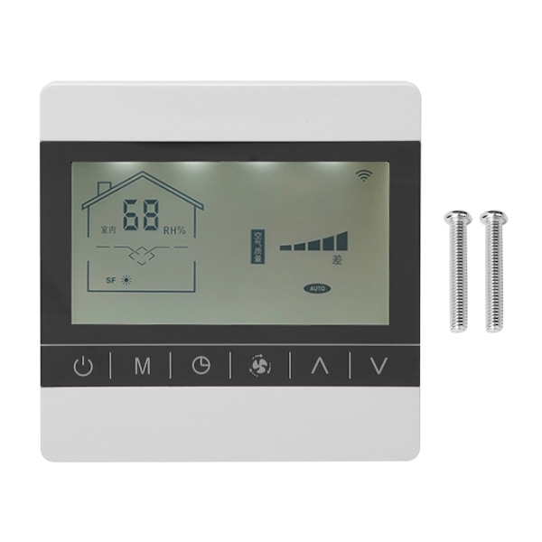 Intelligent Berøringsskærm LCD Fan Coil Digital Display Termostat Indendørs Luftfugtighedskontrol