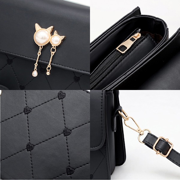 Vårens nya mode axelväska med katt huvud design, enkel axel crossbody väska i godisfärger