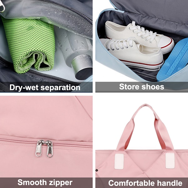 Stor kapasitet bærbar koffert for korte avstander, treningsbag for kvinner, liten oppbevaringsveske for reiser