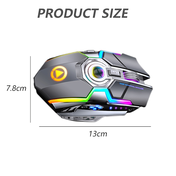 Latautuva langaton pelihiiri USB-vastaanottimella