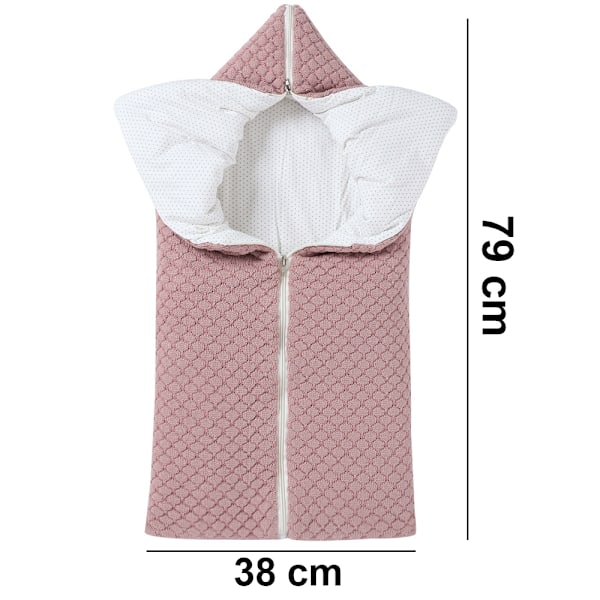 1 stk Baby Swaddle Tæppe Fleeceforet Bærbar Spædbarn Strikket Barnevogn Nap Wrap Plus Bomuld, Nyfødt Tyk Blød Varmt Sovesæk