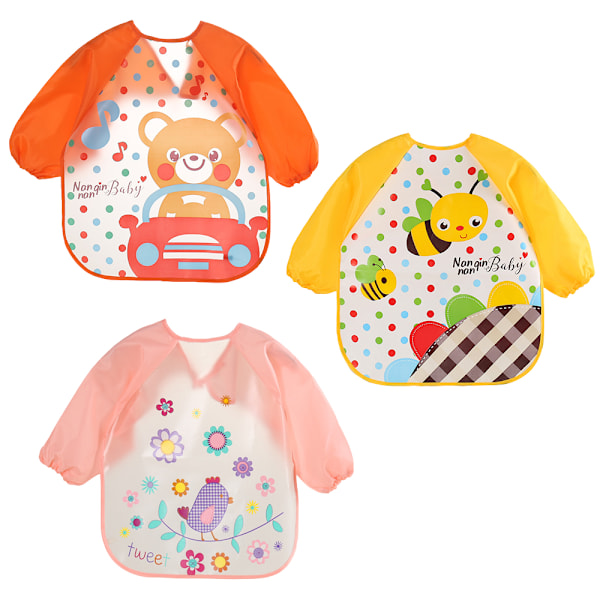 Langærmede Baby-Sutter til Dreng eller Pige Vandtætte Toddler-Sutter 6-36 Måneder Neutral Baby-Forklæde til Spisning