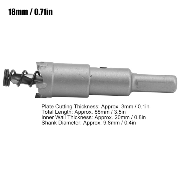 2-pack Karbidhålssågset för metalltjocka plattor Industritillbehör φ18mm