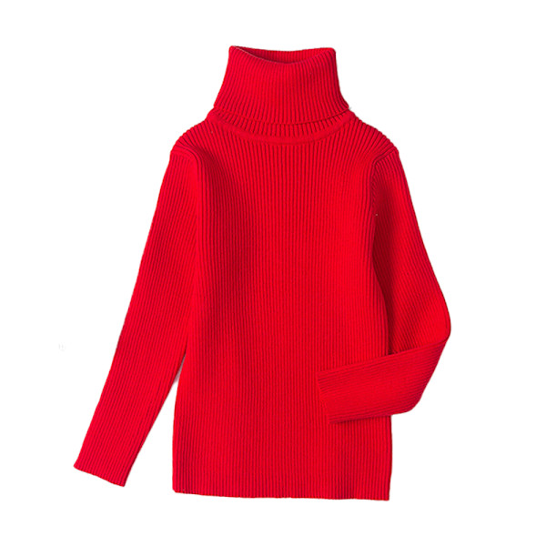 Barnas Høyhalset Langarmet Genser Basic Solid Fin Strikket Varmt Sweatshirt