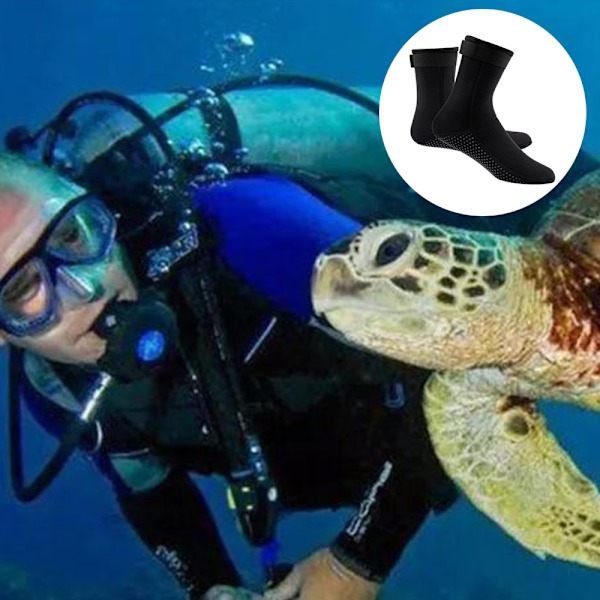 Neopren Dykkesokker, 3mm Ultra Premium Vannfinnesokker, Snorkling Sokker med Justerbare Stropper for Strandbading, Boarding og Vannsport