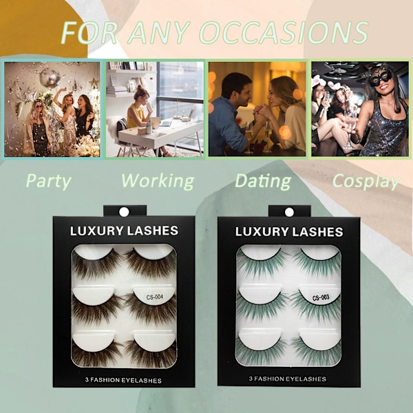 6 Par Fluffiga Fransar 3D Mink Fransar Långa Tjocka Falska Fransar Fransar Makeup Mink Fransar