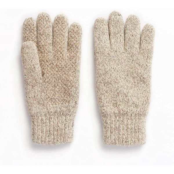 Men’s Ragg Wool Full Finger Gloves – Oatmeal, Insulated for