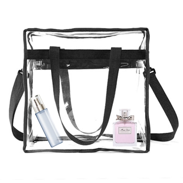Genomskinlig väska godkänd för stadion - Genomskinlig axelremsväska med dragkedja, crossbody-väska med justerbar rem