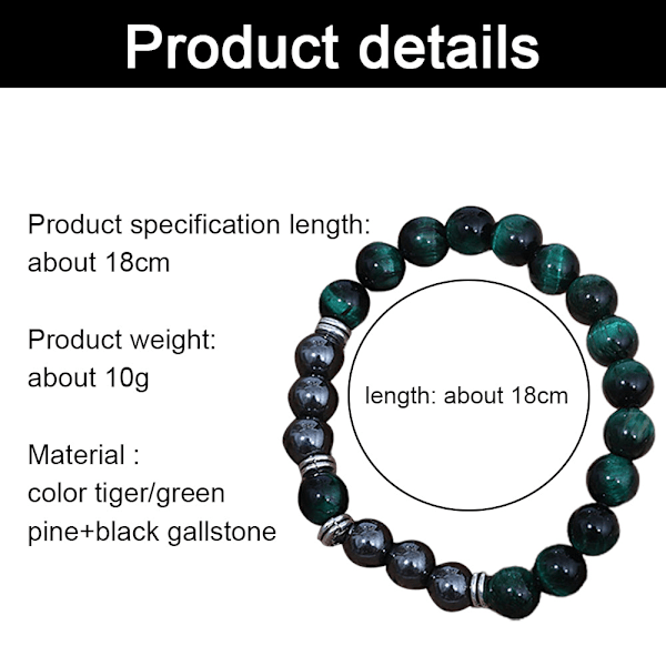 Beskyttelsesarmbånd Obsidian Tigerøje Stenarmbånd til Beskyttelse Bringer Held og Velstand