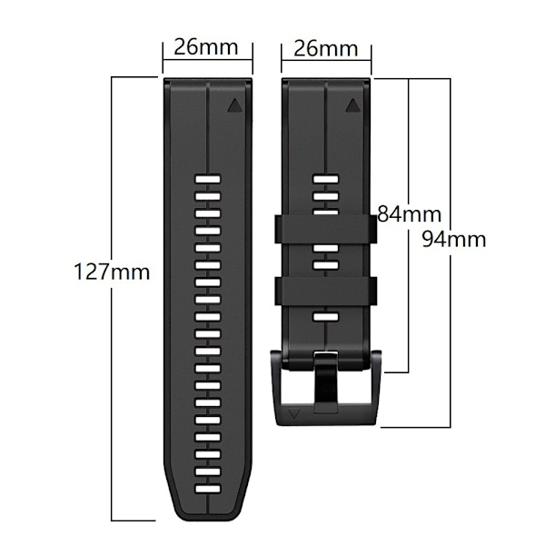 Silikonarmband, Garmin Fenix 6X, Garmin Fenix 7X, Svart Sort